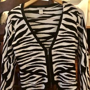 Cache black and white sweater- size medium